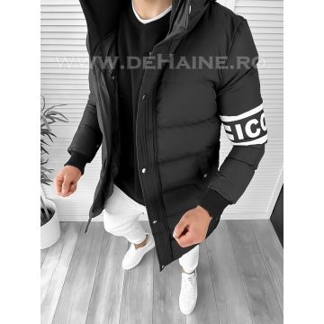 Geaca barbati groasa neagra de iarna cu sticker 9020  D1-1