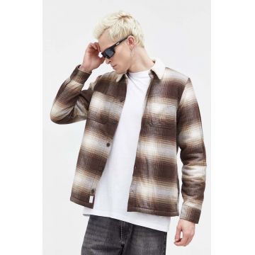 Hollister Co. geacă cu aspect de cămașă culoarea maro, de tranzitie Hollister Co. geacă cu aspect de cămașă culoarea maro, de tranzitie