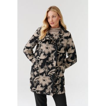 Palton din amestec de lana cu imprimeu floral Nedisa