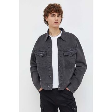 G-Star Raw geacă din denim bărbați, culoarea gri, de tranziție