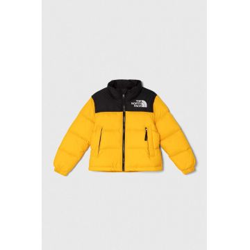 The North Face geaca de puf pentru copii 1996 RETRO NUPTSE JACKET culoarea galben