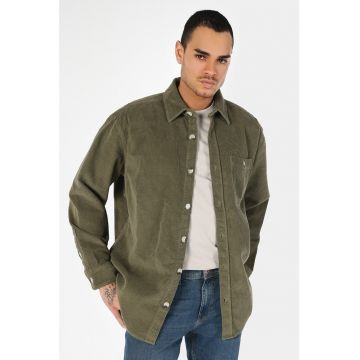 Jacheta-camasa de reiat cu aplicatie pe piept - Kaki