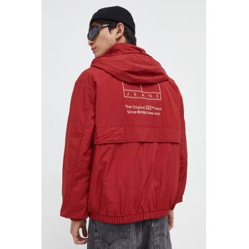 Tommy Jeans geacă bărbați, culoarea bordo, de tranziție DM0DM18349