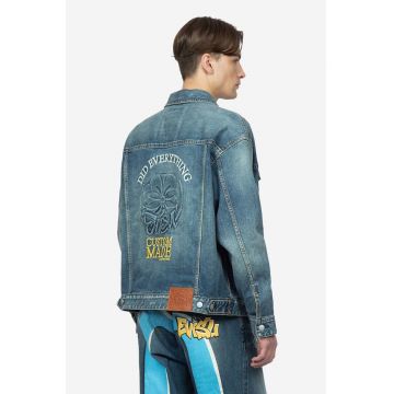 Evisu geacă din denim bărbați, de tranziție, oversize 2ESHTM3DJ710LFCS-indigo