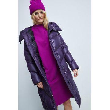 Medicine palton de puf culoarea violet, de iarna