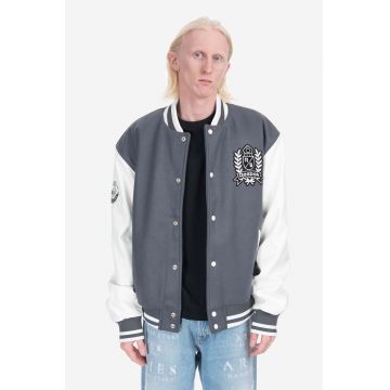 Reebok Classic jachetă bomber din amestec de lână Res V Jacket culoarea gri HS7142-grey