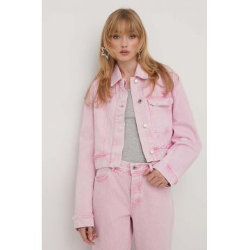 Stine Goya geacă din denim Margaux femei, culoarea roz, de tranziție, oversized