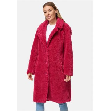 Haina din material teddy cu buzunare oblice