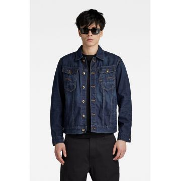 Jacheta de denim cu cusaturi contrastante - Albastru inchis