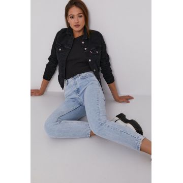 Levi's geacă din denim femei, culoarea negru, de tranziție