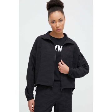 Dkny geaca femei, culoarea negru, de tranzitie, oversize