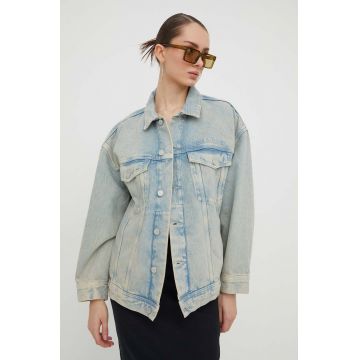 Tommy Jeans geacă din denim femei, de tranziție, oversized DW0DW16995