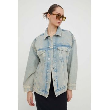 Tommy Jeans geacă din denim femei, de tranziție, oversize DW0DW16995