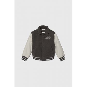 Abercrombie & Fitch geaca bomber pentru copii culoarea gri