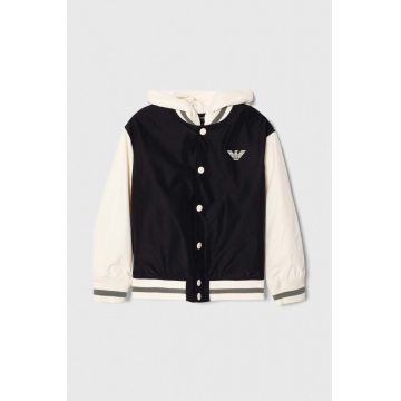 Emporio Armani geaca bomber pentru copii culoarea albastru marin