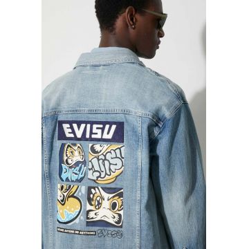 Evisu geacă din denim bărbați, de tranziție, oversized