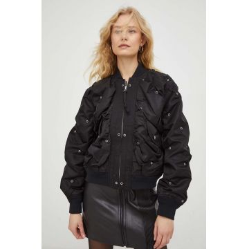 G-Star Raw geaca bomber femei, culoarea negru, de tranzitie