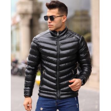 Geaca barbati groasa neagra de iarna 123440  117-5 Geaca barbati groasa neagra de iarna 123440  117-5