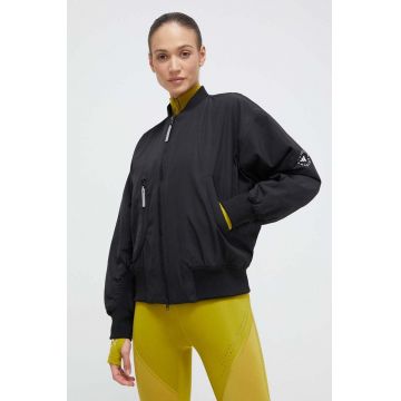 adidas by Stella McCartney geacă bomber femei, culoarea negru, de tranziție, oversize IP1370