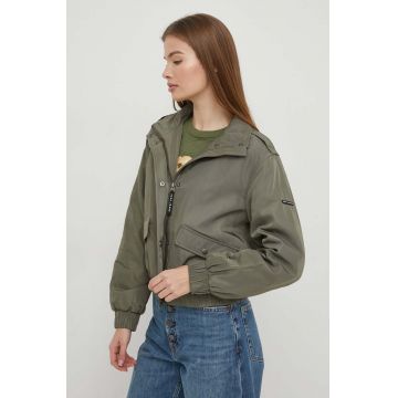 Pepe Jeans geaca femei, culoarea verde, de tranzitie