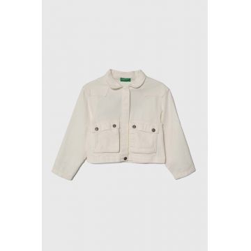 United Colors of Benetton geacă din denim pentru copii culoarea bej