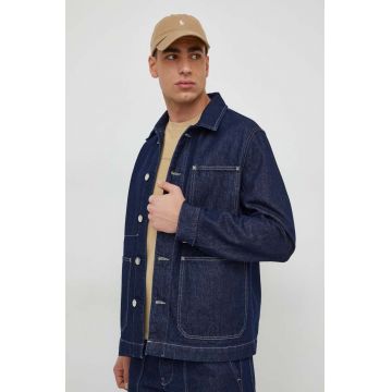 United Colors of Benetton geacă din denim bărbați, culoarea bleumarin, de tranziție
