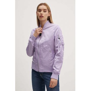 Alpha Industries geaca bomber MA-1 VF LW femei, culoarea violet, de tranzitie