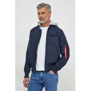 Alpha Industries geaca MA-1 TT Hood barbati, culoarea albastru marin, de tranzitie, 196108