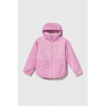 Columbia geaca copii Rainy Trails Fleece culoarea roz