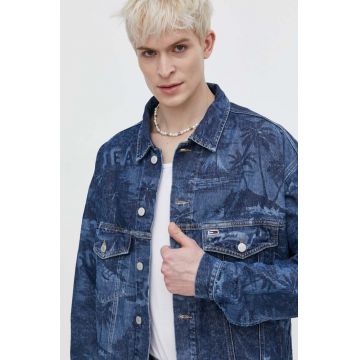 Tommy Jeans geacă din denim bărbați, culoarea bleumarin, de tranziție DM0DM18971