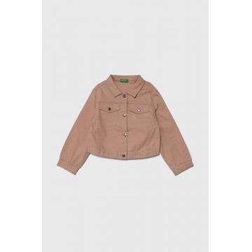 United Colors of Benetton geacă din denim pentru copii culoarea roz