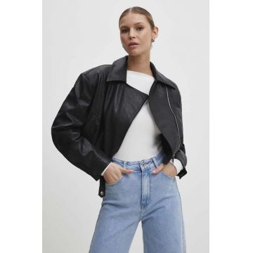 Answear Lab geaca femei, culoarea negru, de tranzitie, oversize