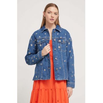 Desigual geaca jeans femei, de tranzitie, oversize