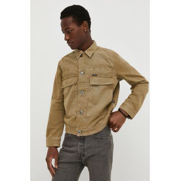 G-Star Raw geacă din denim bărbați, culoarea bej, de tranziție