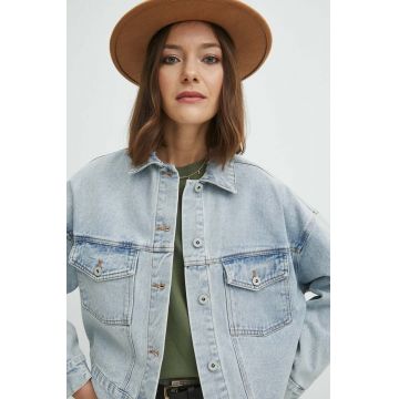 Medicine geacă din denim femei, de tranziție, oversized