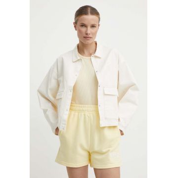 Puma geacă din denim femei, culoarea bej, de tranziție, oversized 623697