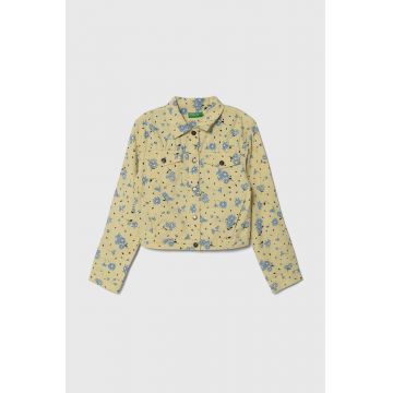 United Colors of Benetton geacă din denim pentru copii culoarea galben