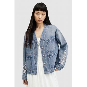 AllSaints geaca jeans TERRI WORKWEAR JACKE femei, de tranzitie, oversize, WO549Z