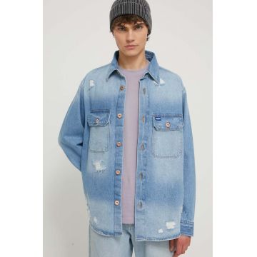 HUGO Blue geacă din denim bărbați, de tranziție 50513856