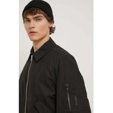 HUGO geacă bomber bărbați, culoarea negru, de tranziție, oversize 50510789