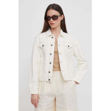Pepe Jeans geacă din denim femei, culoarea bej, de tranziție