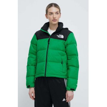 The North Face geaca de puf 1996 RETRO NUPTSE JACKET femei, culoarea verde, de iarna, NF0A3XEOPO81