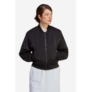 adidas Originals geacă bomber femei, culoarea negru, de tranziție HA7157-black