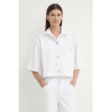 AERON geacă din denim CATANIA femei, culoarea alb, de tranziție, oversized, AW24SSSH159451