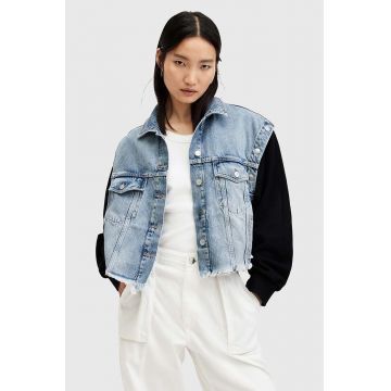 AllSaints geaca CHLO DENIM SWEAT JKT femei, de tranzitie, oversize, W044OA