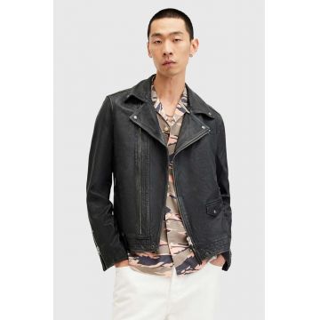 AllSaints geaca de piele ROSSER BIKER barbati, culoarea negru, de tranzitie, M001LA