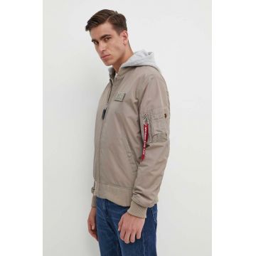 Alpha Industries geaca MA-1 TT Hood barbati, culoarea bej, de tranzitie, 196108