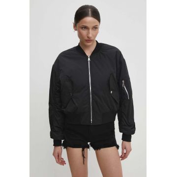 Answear Lab geaca bomber femei, culoarea negru, de tranzitie