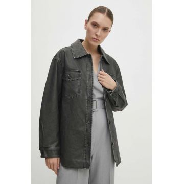 Answear Lab geaca femei, culoarea gri, de tranzitie, oversize
