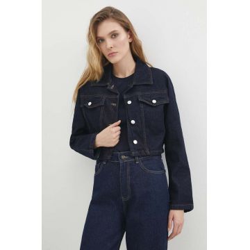 Answear Lab geacă din denim femei, culoarea bleumarin, de tranziție Answear Lab geacă din denim femei, culoarea bleumarin, de tranziție